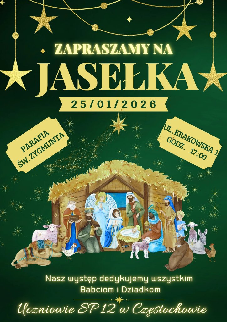 Zapraszamy na jasełka 25 stycznia 2026 godzina 17:00